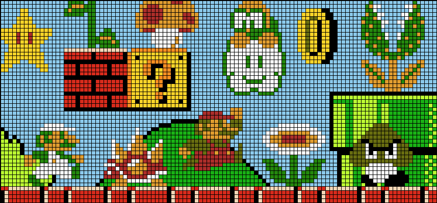 Super Mario Scene Levels Perler Bead Pixel Art Pattern